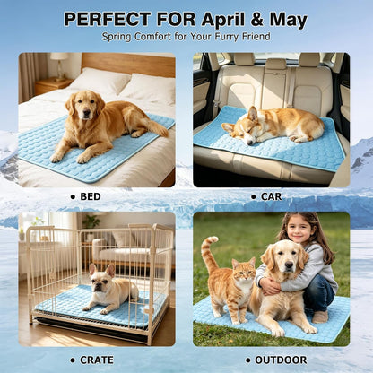 Dog Cooling Mat, Thick & Durable Cooling Mat for Dogs(Q-Max>0.4) | Arc-Chill Tech Washable & Non-Slip Cold Dog Bed Pad-For Pets Kennel, Crate, Sofa, Bed, Floor,Car Seats, Indoor & Outdoor Use