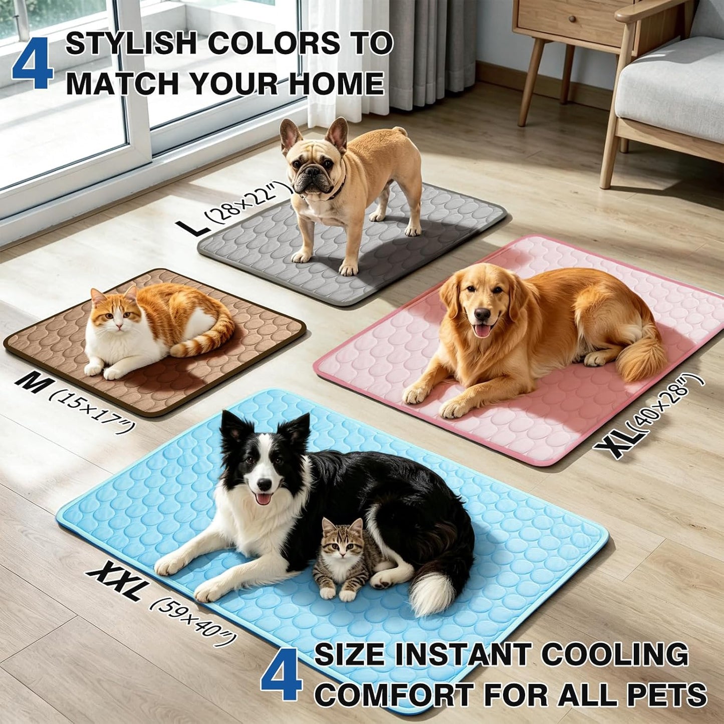 Dog Cooling Mat, Thick & Durable Cooling Mat for Dogs(Q-Max>0.4) | Arc-Chill Tech Washable & Non-Slip Cold Dog Bed Pad-For Pets Kennel, Crate, Sofa, Bed, Floor,Car Seats, Indoor & Outdoor Use
